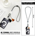 Black cat cartoon design plastic card holder with pendant attachment for bus subway student ID cards