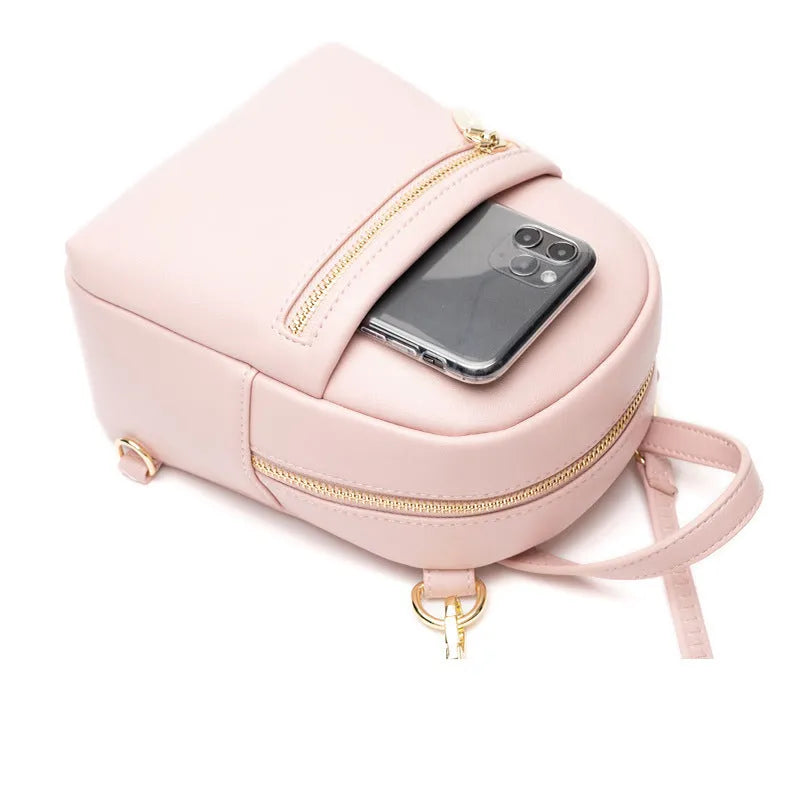 Soft PU mini backpack in street trend style with large capacity and internal organisation pockets