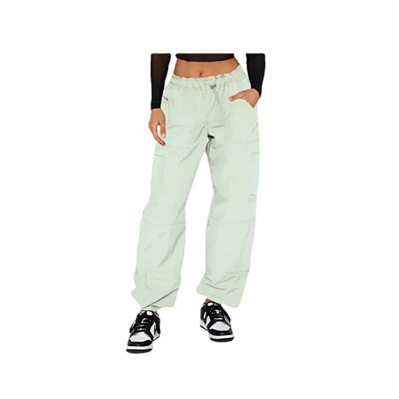 Men's straight leg cargo pants with multiple pockets in black polyester fabric