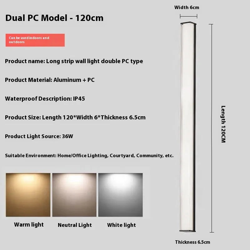 Modern outdoor wall lamp shown mounted on exterior wall, available in five size options for villa and hotel lighting