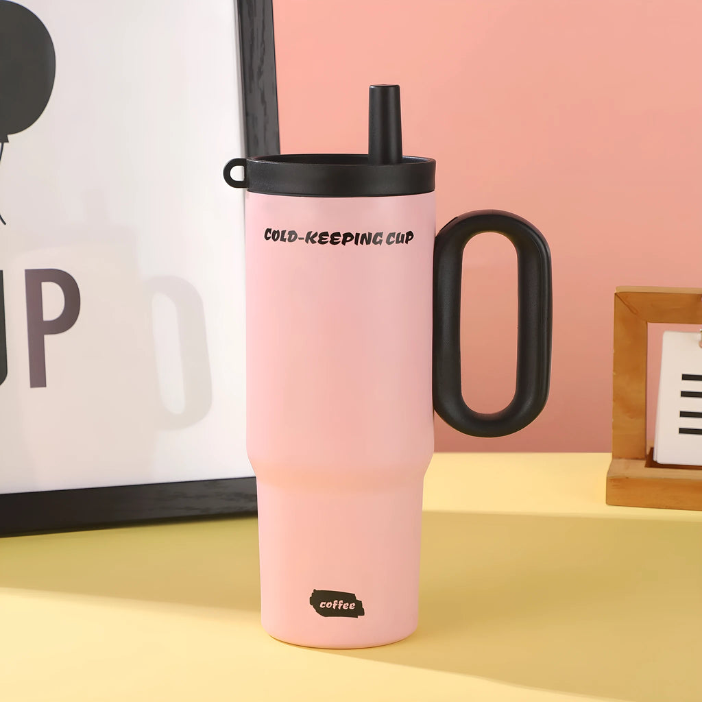 Portable ice bucket with large capacity, integrated straw cup, and handle in multiple colour options.