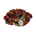 108-bead multi-layer bracelet with lotus hanging design in tourmaline-coloured alloy