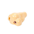 Flesh-colour plastic manual pencil sharpener with a large nostril and geometry-shaped body.