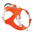 LED dog chest harness with reflective strips in light purple colour, showing adjustable straps and lighting system