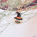 Halloween oil drop necklace with Cat head, Pumpkin, or Pumpkin hat pendant on a 45+5cm alloy clavicle chain