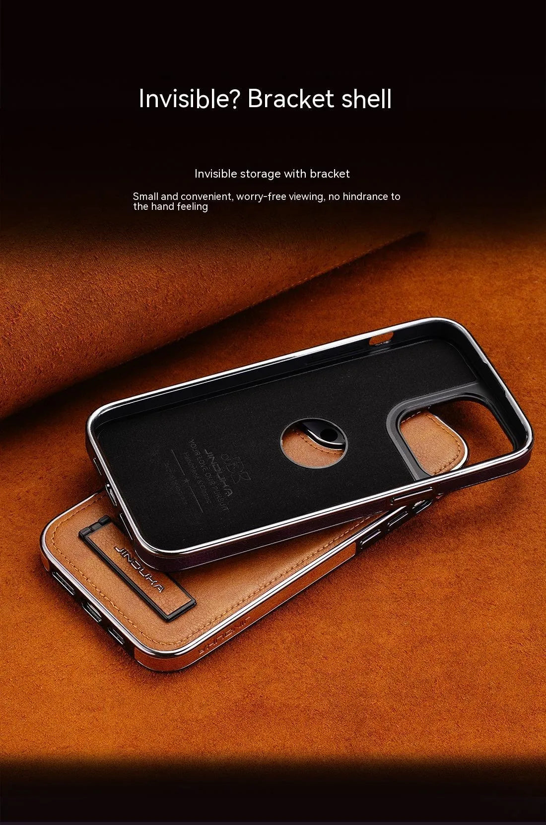Imitation leather phone case with bracket Kickstand for iPhone in black colour