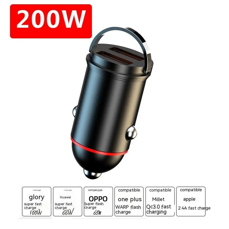 Black zinc alloy car charger with USB port for vehicle device charging