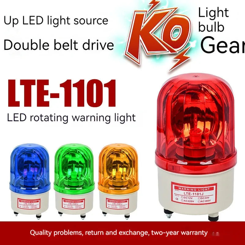 LTE-1101J warning light with sound alarm, red rotating beacon, 2-3W, for industrial use