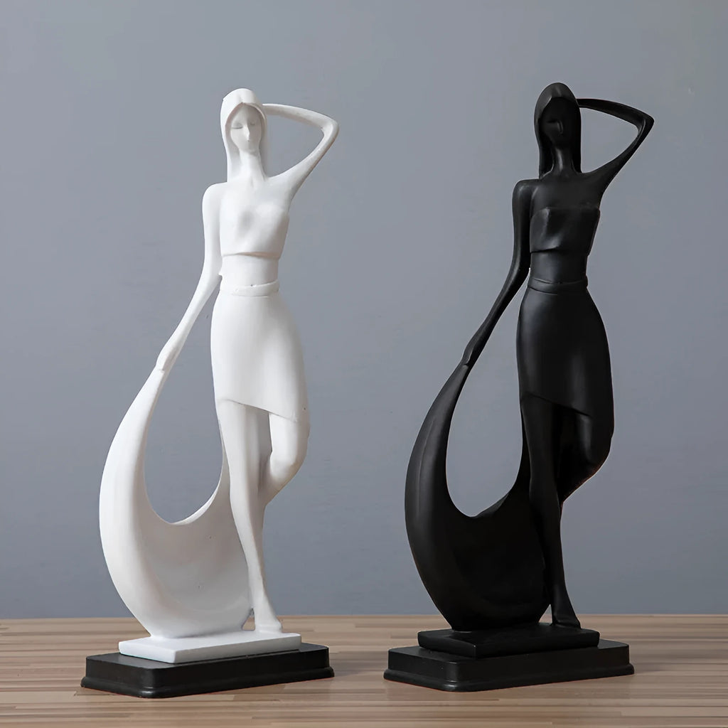 Nordic minimalist abstract sculpture figure in resin, sub-white smart dancer colour, home decor