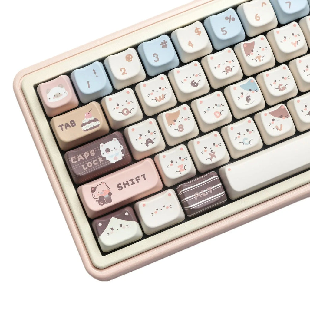 High Sea Salt Cat themed PBT keycap set for mechanical keyboards, showing detailed artwork on keys.