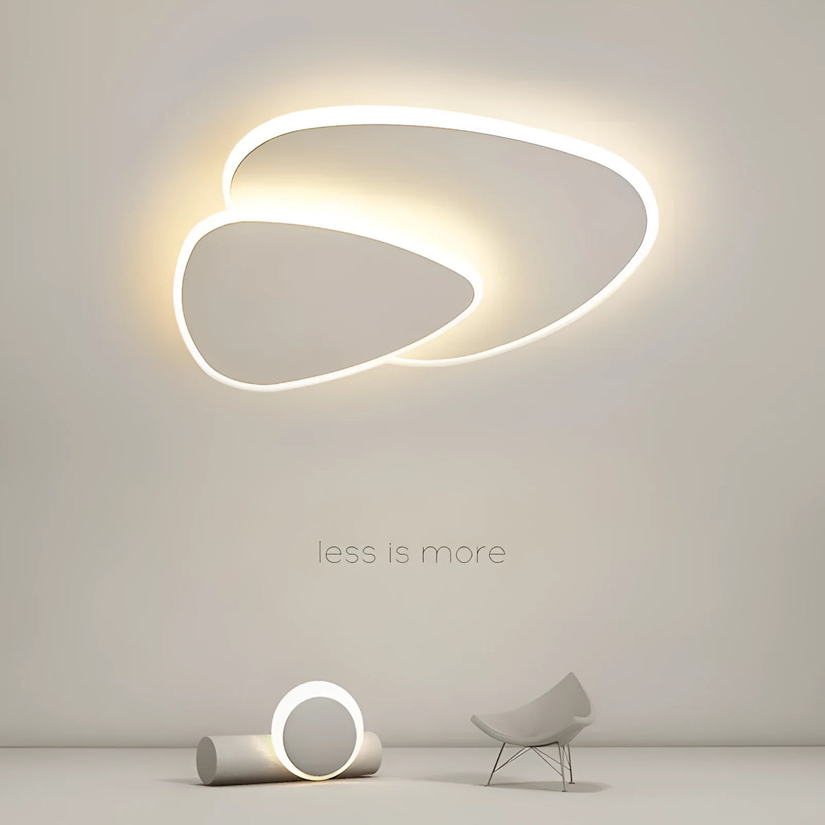 White triangle ceiling lamp in 40cm or 50cm size, 111V-240V household bedroom light