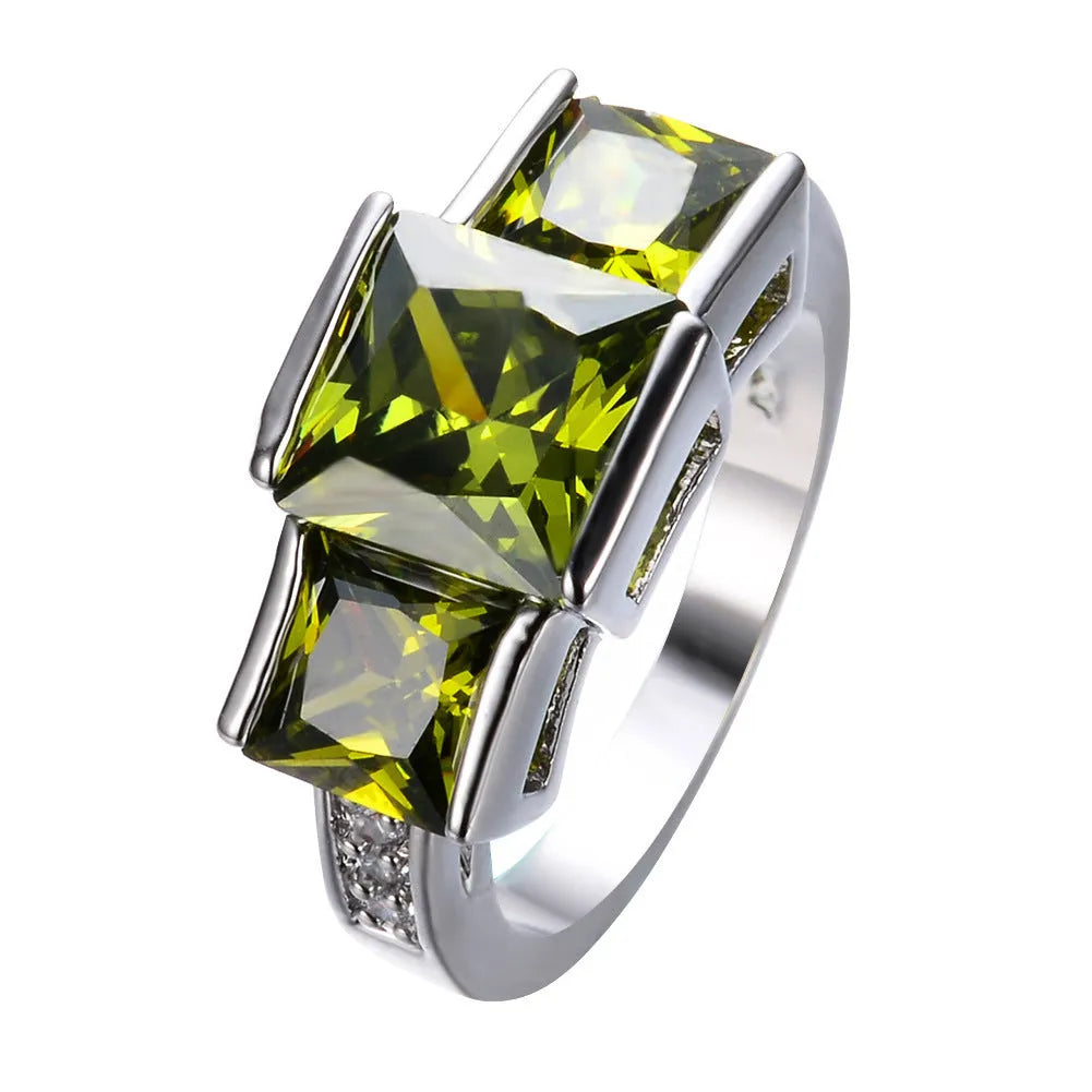 Geometric copper electroplated women's ring in multiple colour options showing sizes 6-10