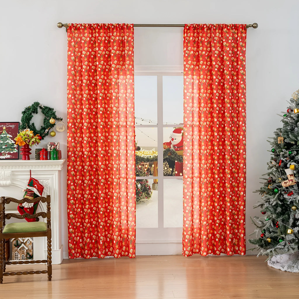 Green cloth curtain with printed cartoon snowman and angel Christmas pattern
