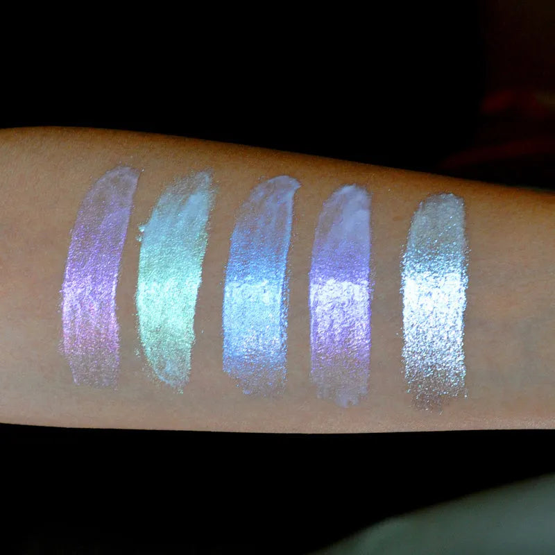 5 colour Aurora Chameleon highlighter palette with cream 3D shimmer in compact portable size