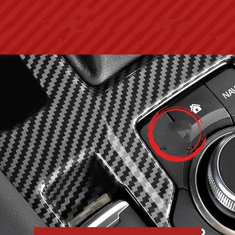 A pair of carbon fibre style ABS plastic steering wheel frames for non-destructive adhesive installation.