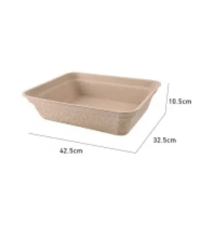 Brown disposable biodegradable cat litter box showing three size options for waterproof temporary use