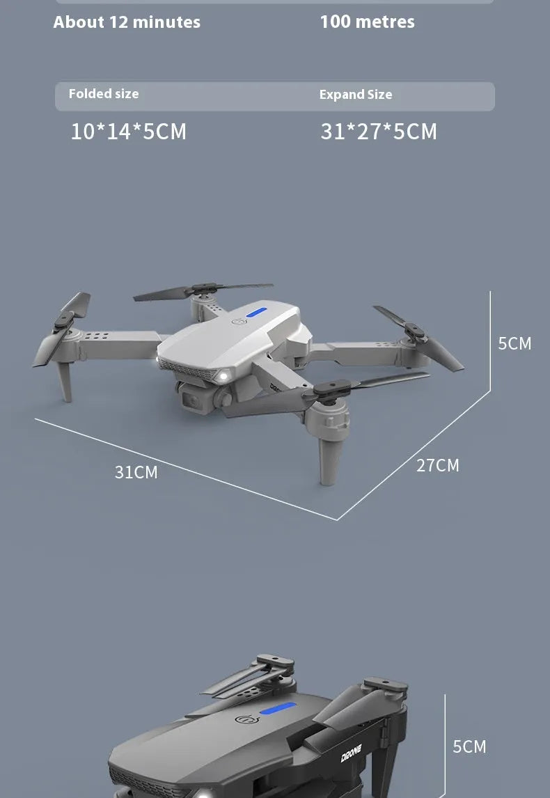 Four-axis remote control drone with optical flow positioning, 1800mAh battery, black or gray, for teenagers