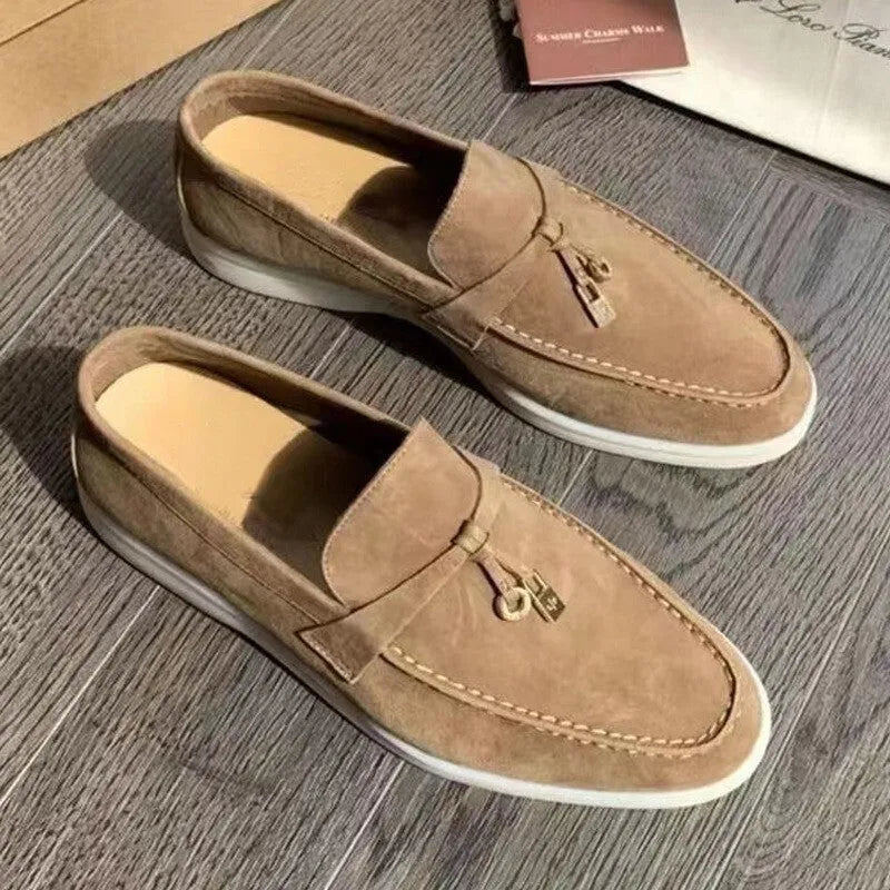 Men's high-top slip-on loafers in black with a round toe and rubber sole on a white background.