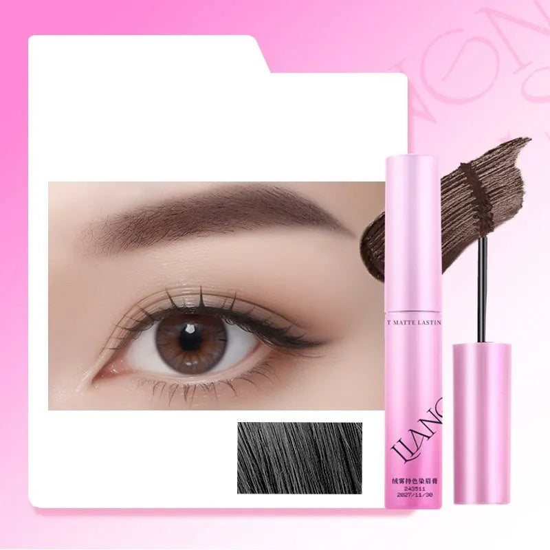 Velvet fog eyebrow cream in packaging showing four natural colour shades including grey, brown and black variations