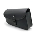 Black PU leather motorcycle swingarm bag mounted on Harley Sportster with 30x24x20cm dimensions