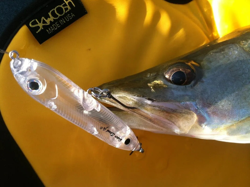 Transparent 9.5cm long ABS plastic blank fishing lure body with moulded eye holes