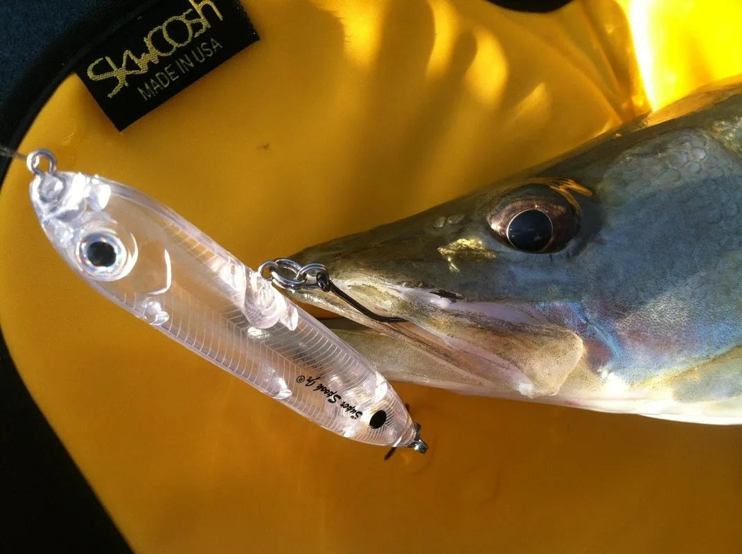 Transparent 9.5cm long ABS plastic blank fishing lure body with moulded eye holes