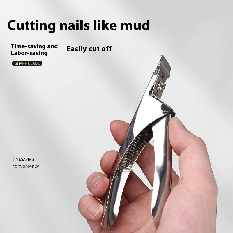 Titanium French U-shaped nail art scissors with stainless steel blades in black, titanium, or silver colour options.