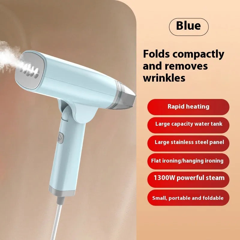 HB-668 handheld garment steamer in white or blue with mechanical controls and water tank