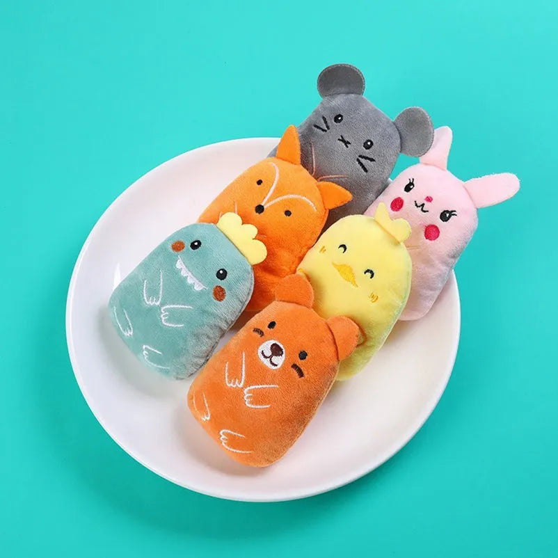Brown teeth grinding catnip plush toy measuring 11x8x4.5cm for cats