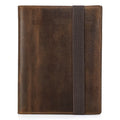 Brown Crazy Horse leather A5 notebook protective sleeve with square socket style design