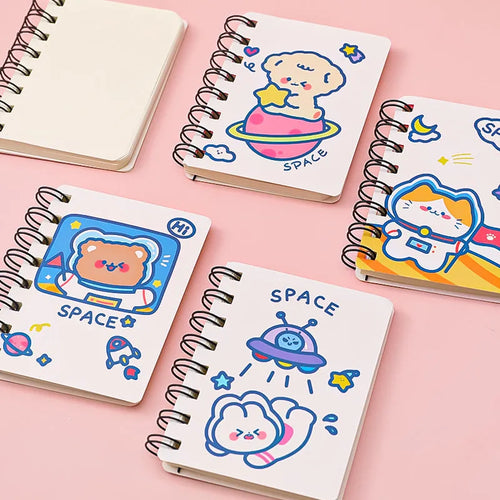 Astronaut Flipped Portable Pocket Flipper Notebook in A6 size with space-themed illustrated cover