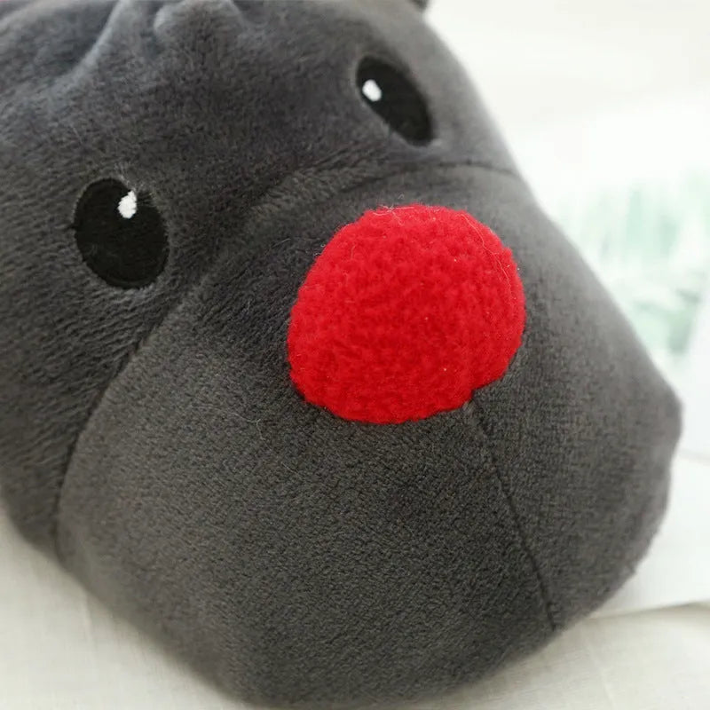 Grey Christmas elk fleece slippers for men and women, sizes 36-41, with point bottom sole