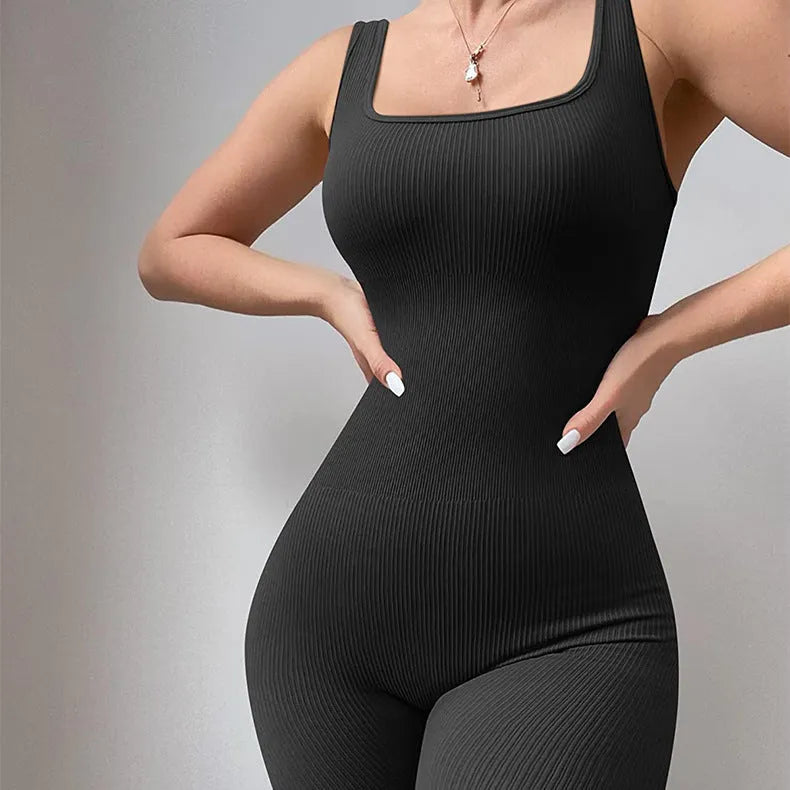 Women's high-waist suspender tights in spandex with long sleeves, shown in a solid colour.