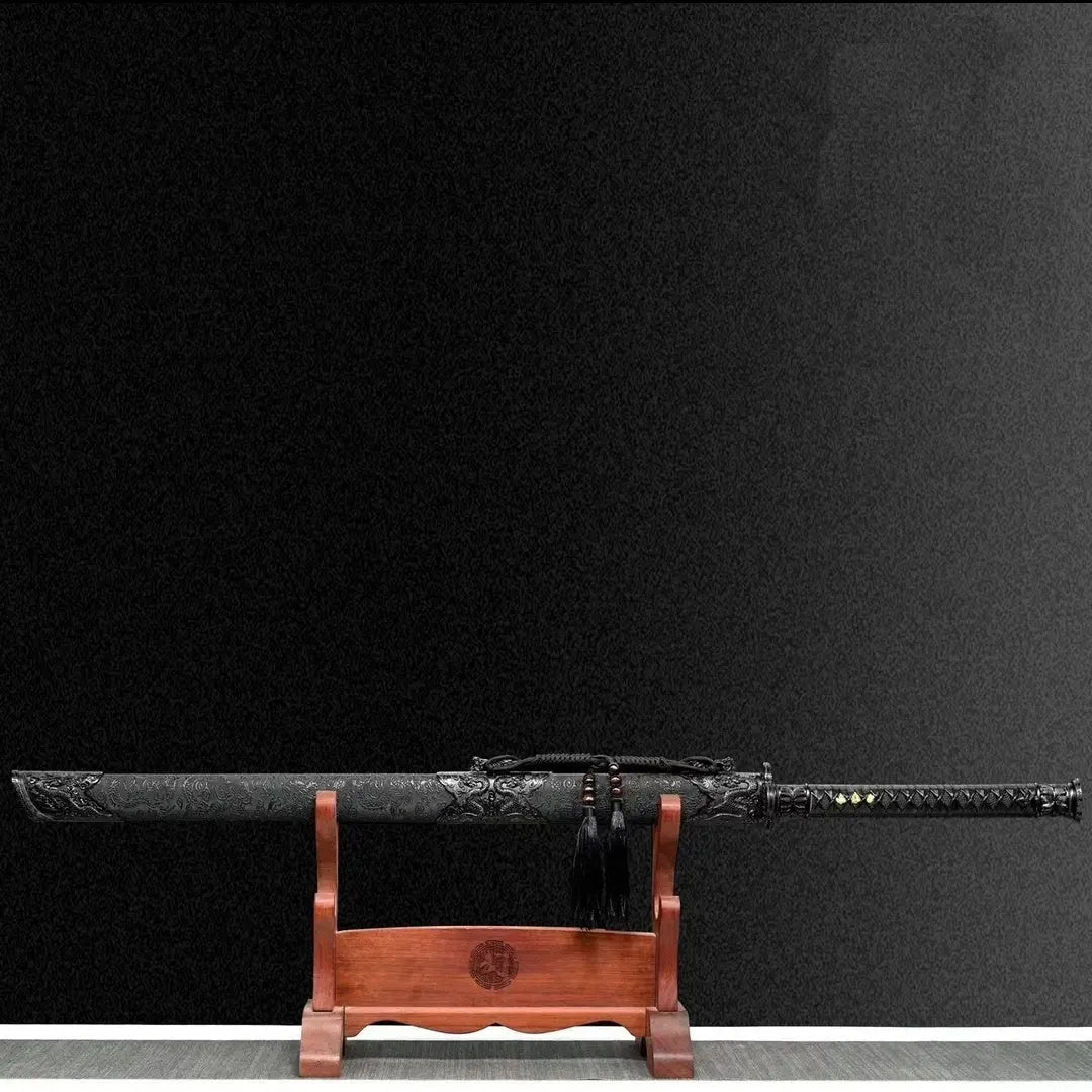 Liuying Tang Dynasty horizontal sword with 65 manganese steel unsharpened blade and solid wood leather scabbard