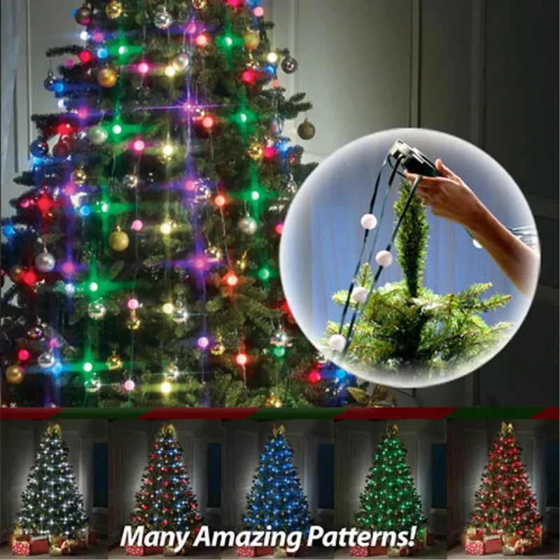 64 LED Christmas tree lights on 1.8 metre string with button control for dimming and colour change