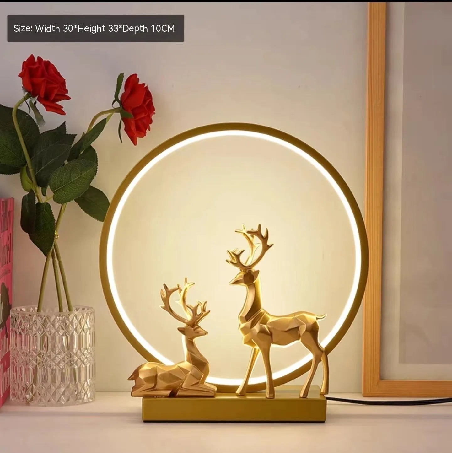 Bride dowry lamp night light with remote control, Noble Gold finish, modern simplicity style