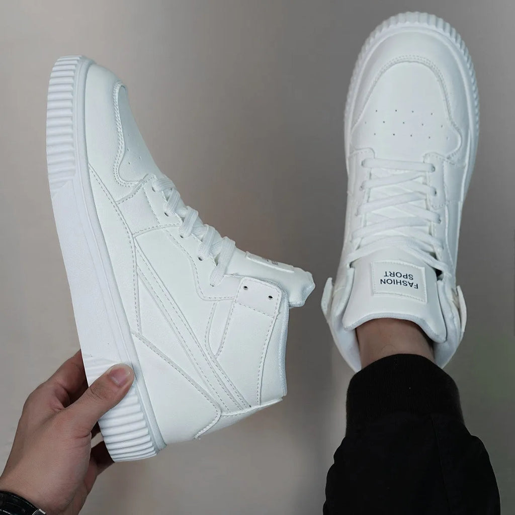 White men's casual round-toe slip-on shoes made from microfiber for autumn and winter.
