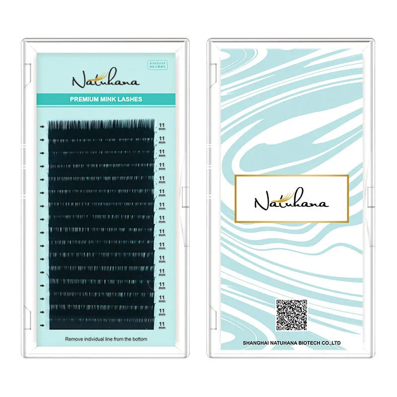 Soft velvet false eyelashes showing range of curl types and lengths from 7mm to 15mm.