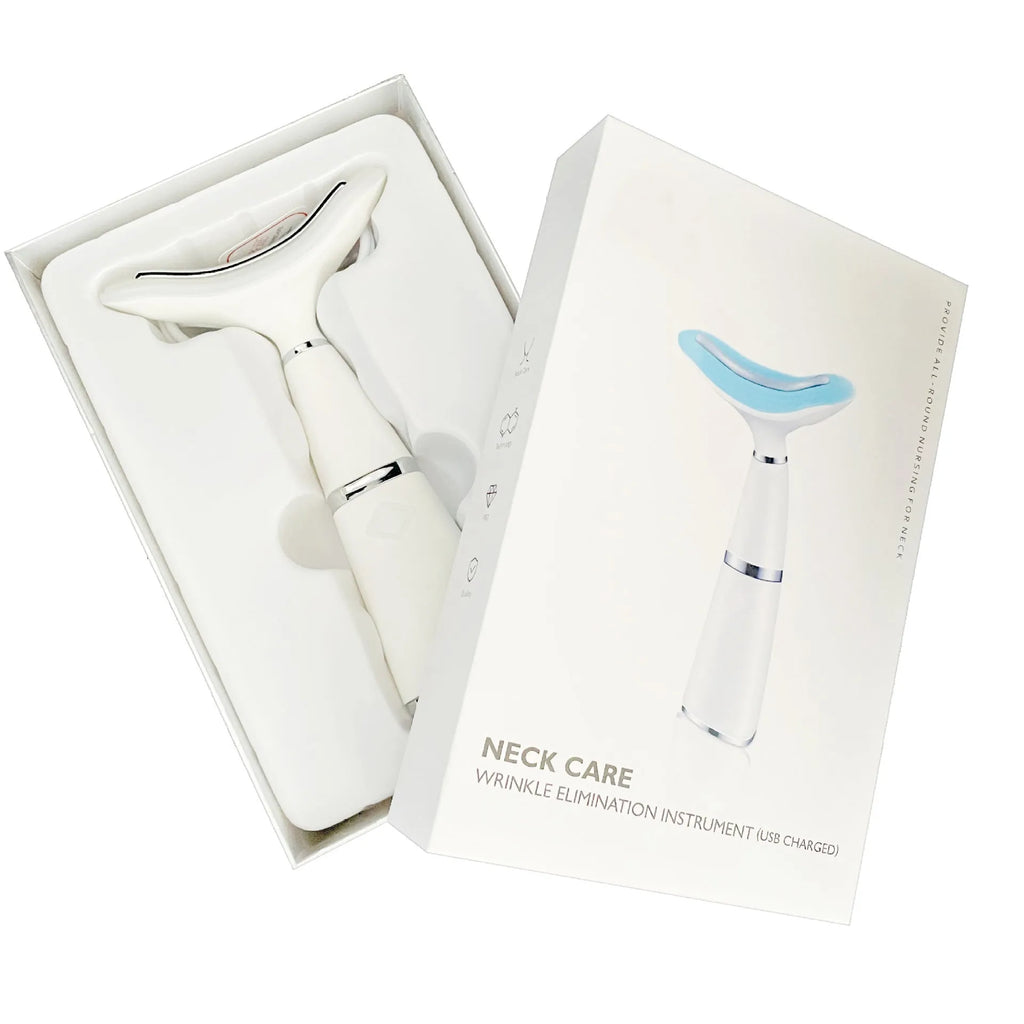White Beauty Importer neck massager with colour light massage for reducing nasolabial lines and neck lines at home