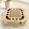 Corrugated paper cat scratch board toy with interactive ball in multiple style options