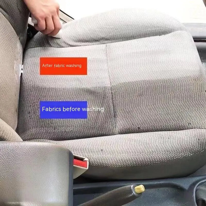 Fabric roof foam decontamination cleaner bottle with towel and sponge wipes for interior car ceilings