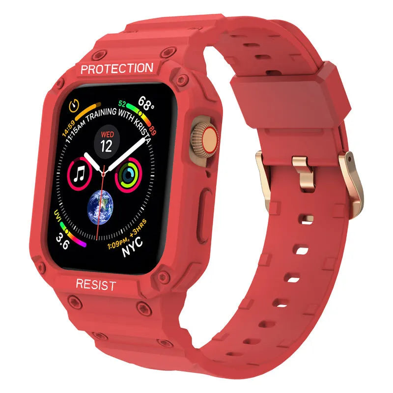 Soft TPU sport-style strap for Apple Watch Series 8 in multiple colour options on a white background.