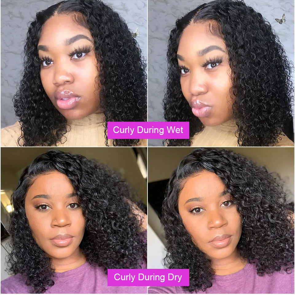 Deep wave lace front human hair wig with transparent curly texture and pre-plucked baby hair on a mannequin head