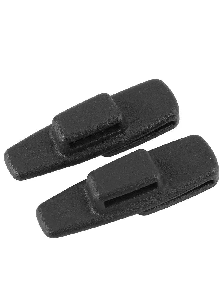 Black ABS plastic car seat belt stopper clip set with two pieces in OPP packaging