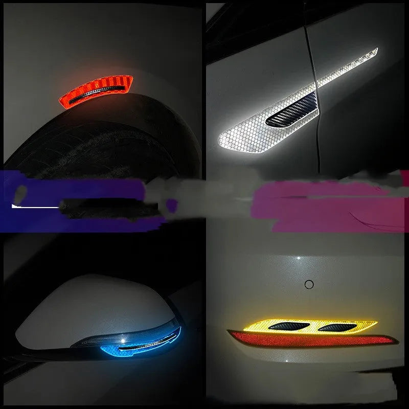 Blue reflective bumper strips for car wheels showing 17mm width and resin construction