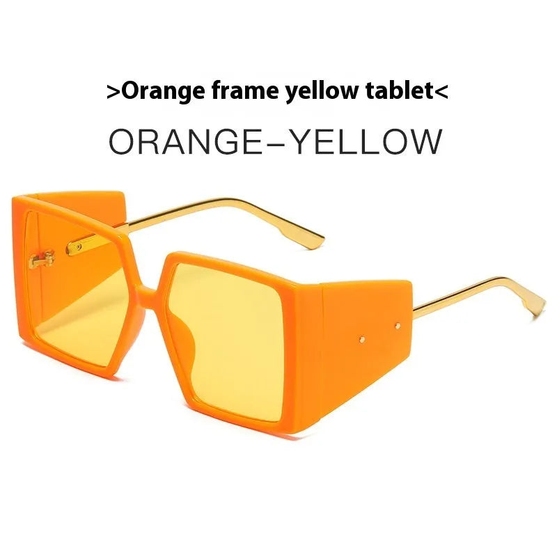 Large square frame sunglasses on a white background showing available colour options.