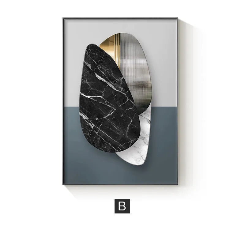 Abstract geometric canvas painting wall art poster in modern design