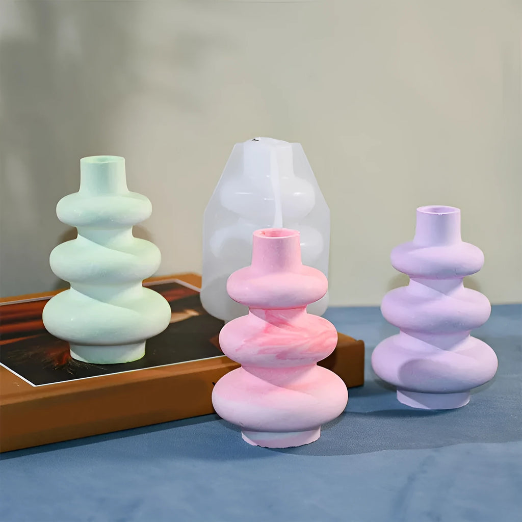 Three layer circle vase silicone baking mould with irregular shape design