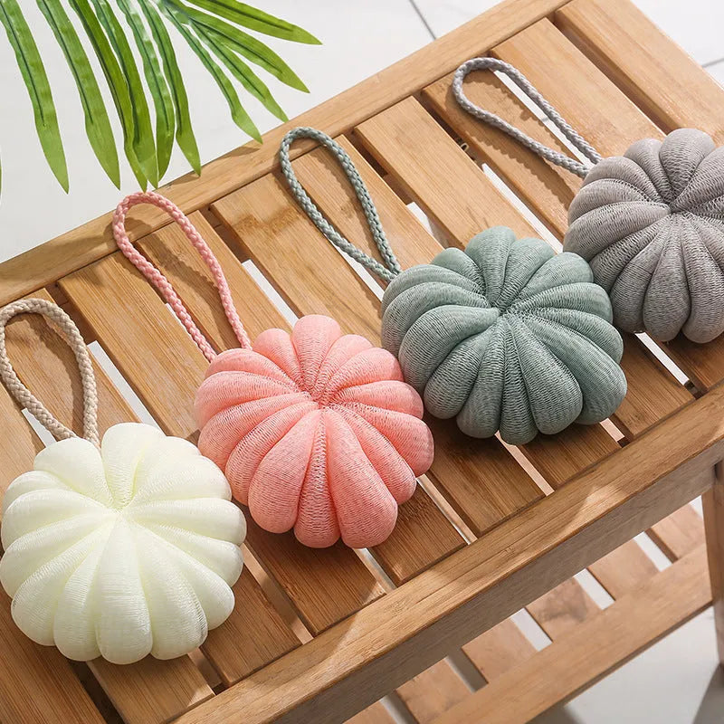 Japanese style 50g PE bath flower ball in green, 10x10cm mesh shower sponge