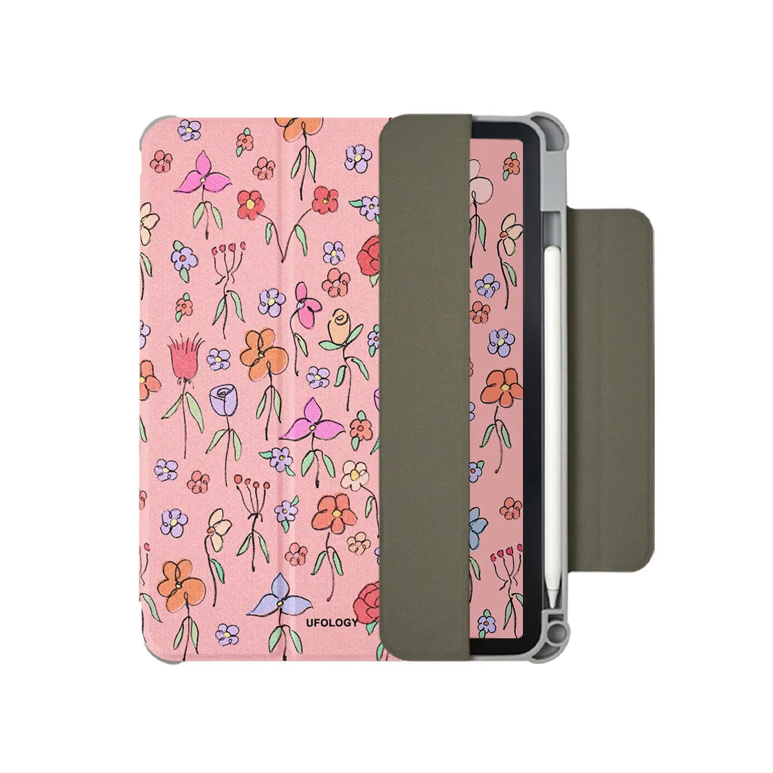 Magnetic flat shell protective sleeve for iPad Air 5 and Air 4 with polyurethane construction.